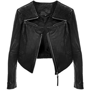 Linea Pelle Black Leather Biker Jacket